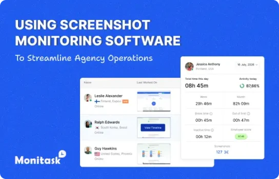 Using Screenshot Monitoring Software. Illustration for the Monitask Blog.