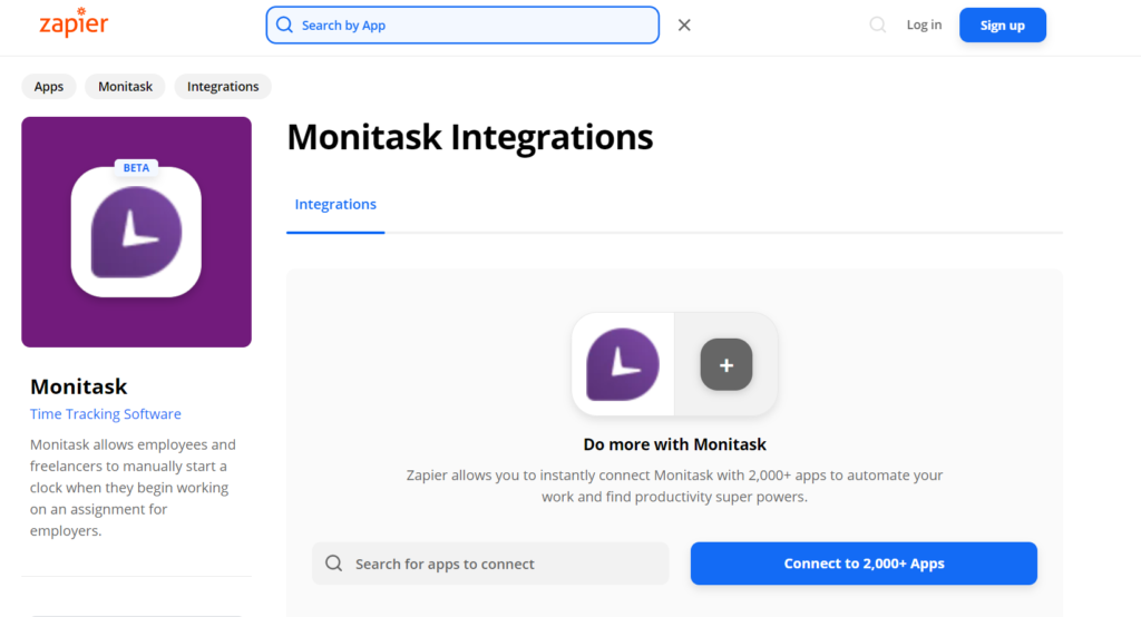 Monitask search in Zapier