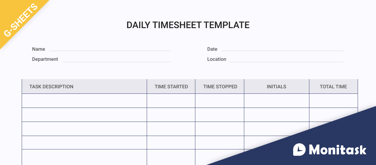 basic daily timesheet template for Google Sheets