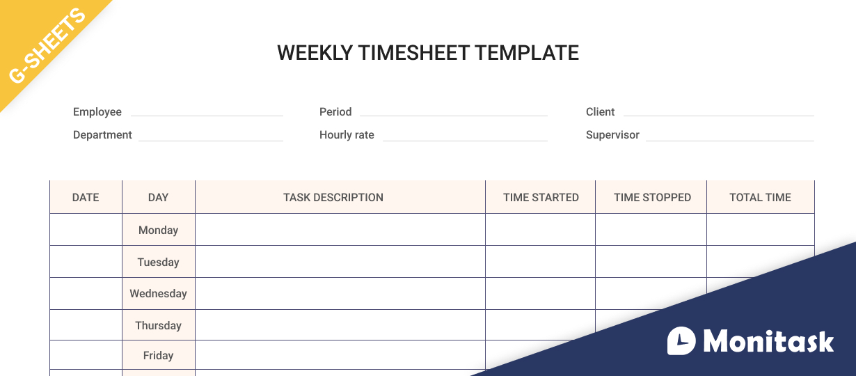 basic weekly timesheet template for Google Sheets
