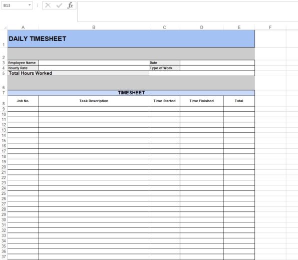 Daily Timesheet Template For Excel (.Xlsx) Monitask