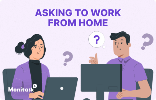 Monitask. Illustration of Asking to Work From Home
