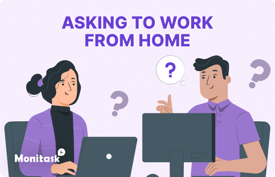 Monitask. Illustration of Asking to Work From Home