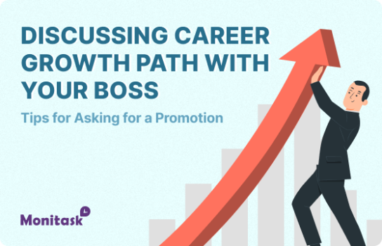 Illustration of Discussing career growth path with your boss. Tips for asking for a promotion