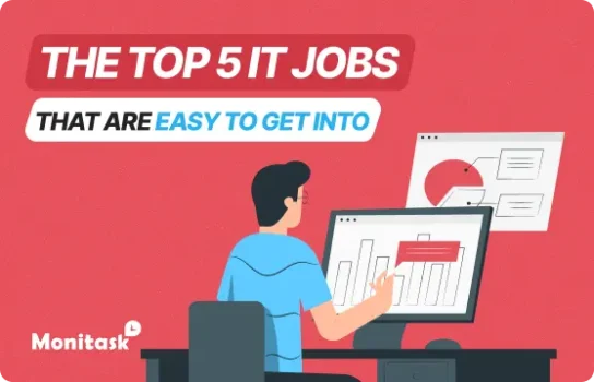 The Top 5 IT Jobs That are Easy to Get Into. Illustration for the Monitask Blog.