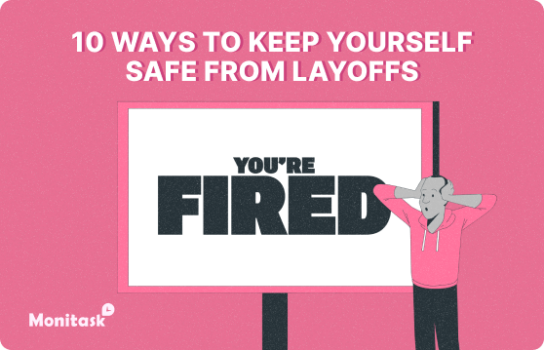 10 Ways to Keep Yourself Safe from Layoffs illustration for the Monitask blog