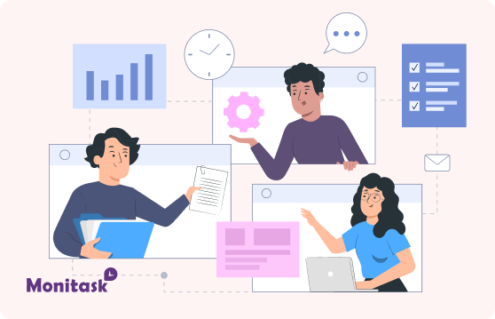 Monitask. Illustration about Effective Employee Management in the Workplace