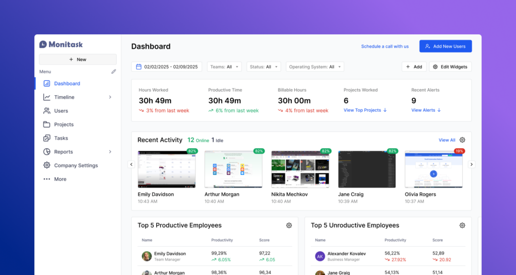 Screenshot of the Administrator's dashboard