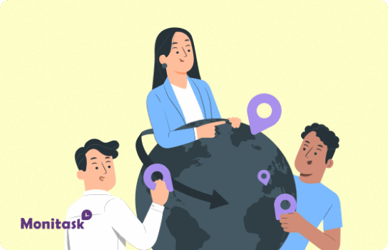 Monitask. Ilustración sobre la Gestión de contratistas remotos. Guía para una colaboración fluida y escalable