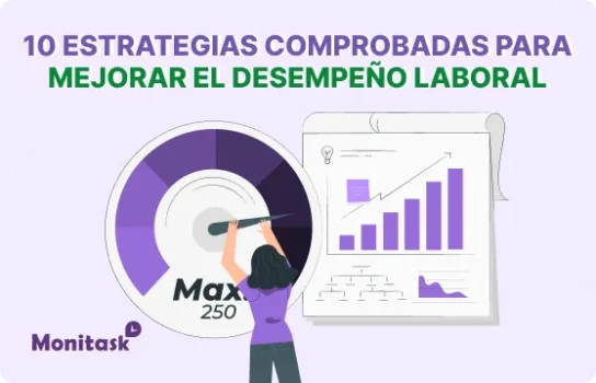 10 Estrategias Comprobadas para Mejorar el Desempeño Laboral. Ilustración para el blog de Monitask.