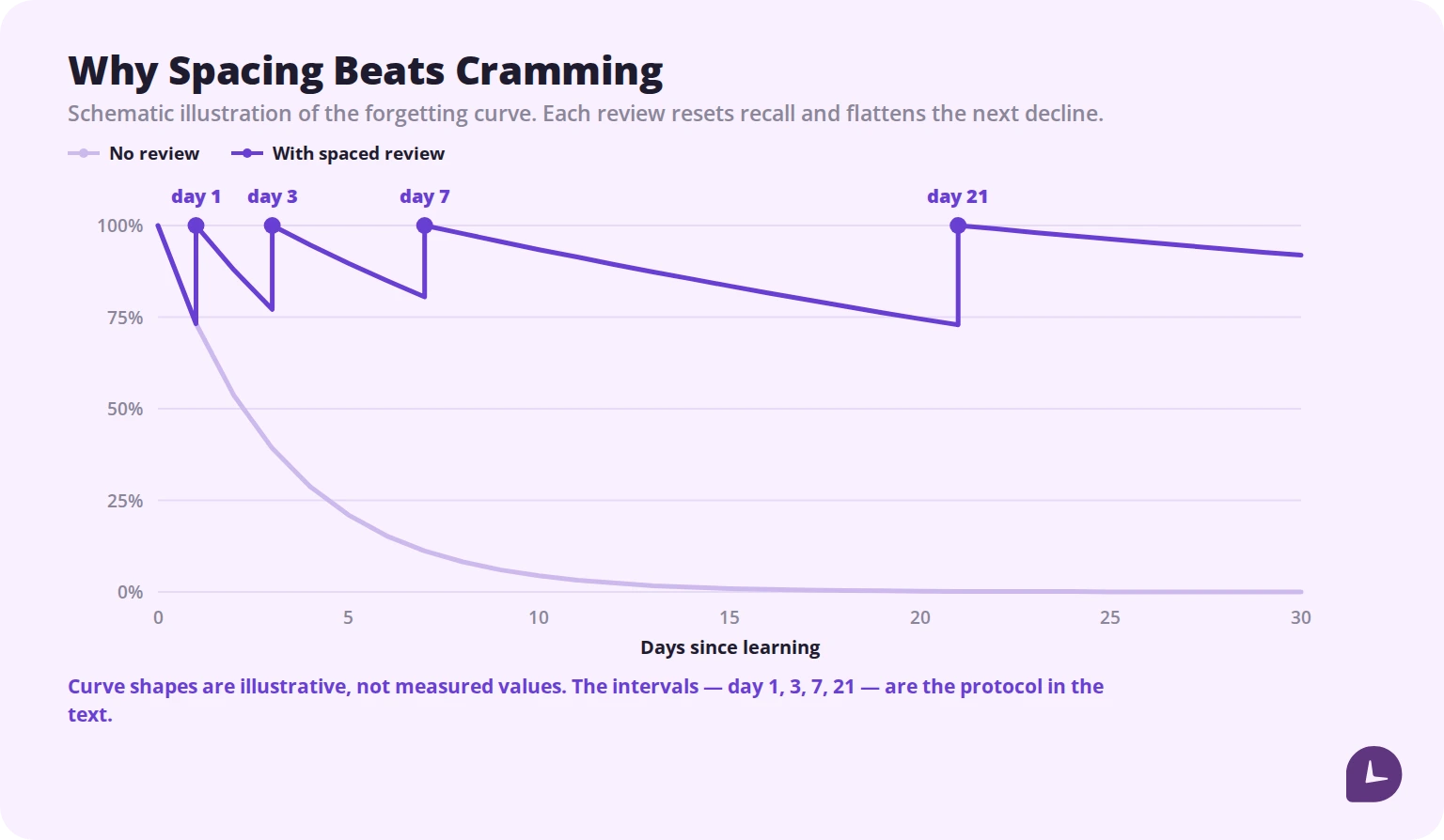 forgetting curve with and without spaced review